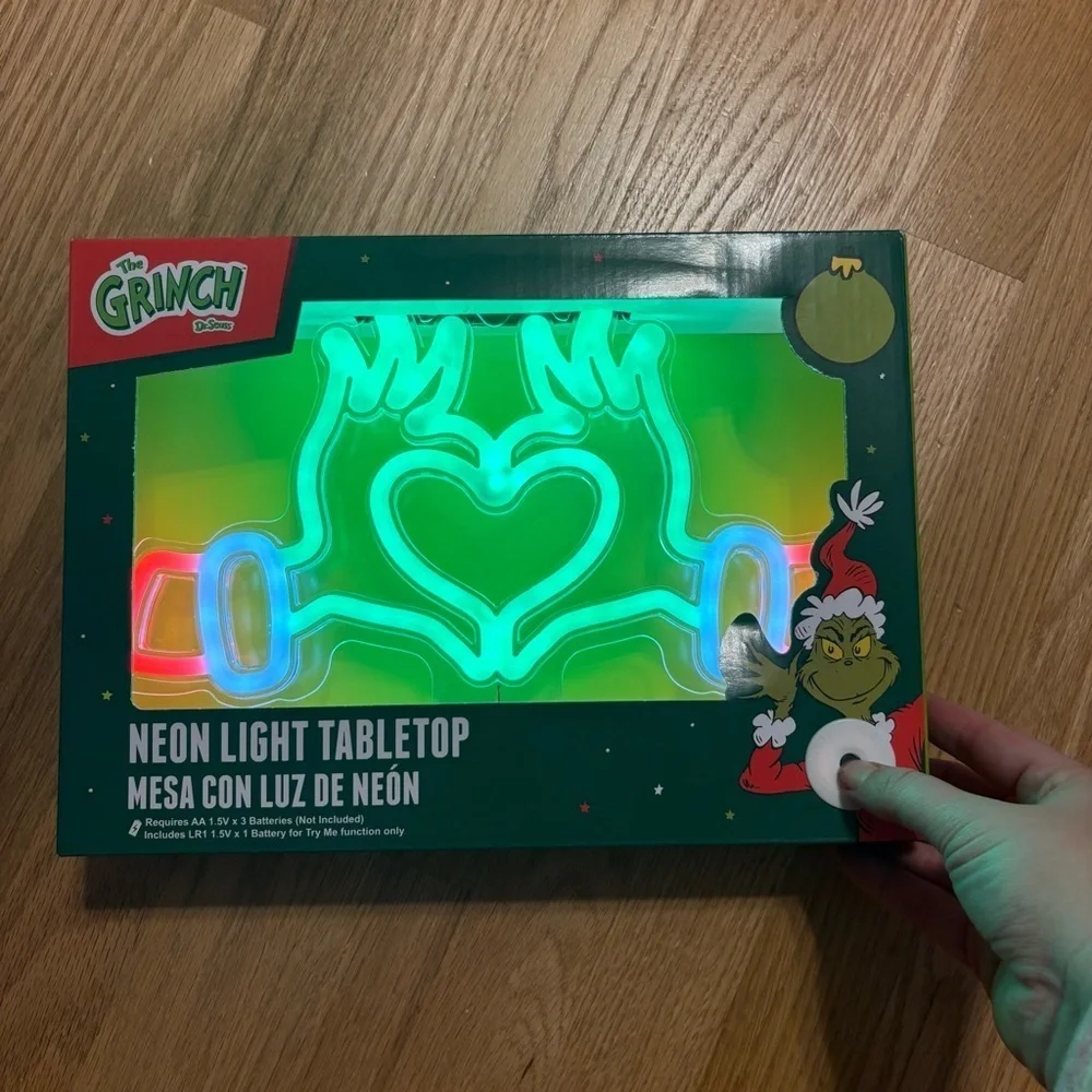 Dr. Seuss The Grinch Neon Light Tabletop Decor NEW Christmas Glow